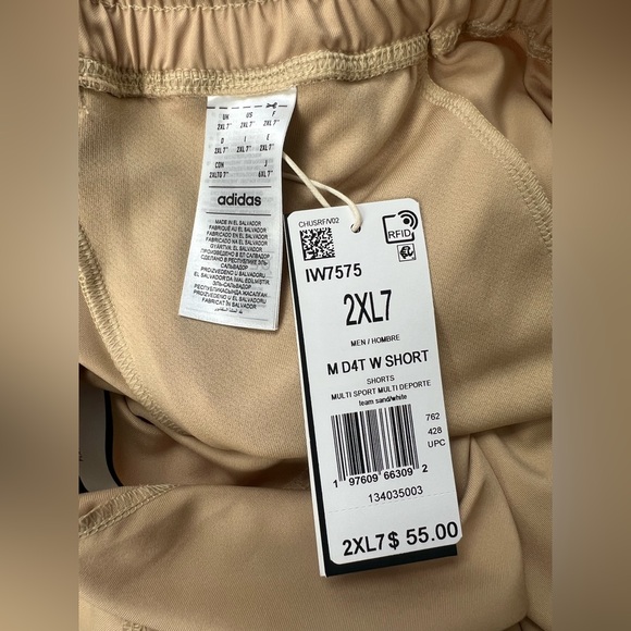 Adidas D4T Shorts Mens Size 2XL Beige Solid Logo Zipper Pockets IW7575 NWT - Picture 9 of 11
